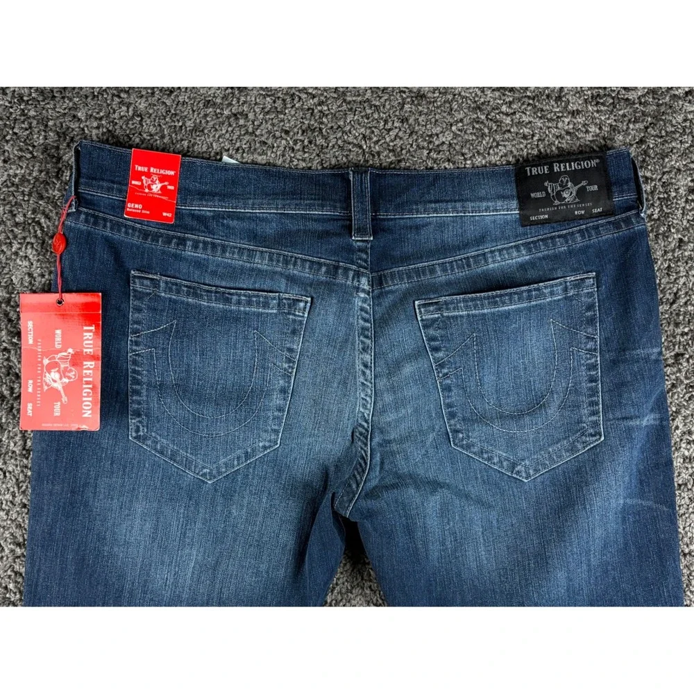 True Religion Geno Relaxed Slim Jeans Blue Hunnids Mens 42 103283 Denim NEW
